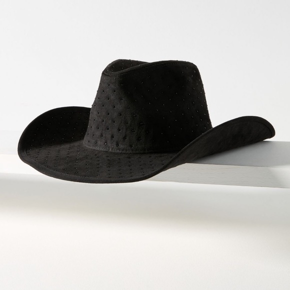 Anthropologie Sparkle Suede Rancher Hat Black NWOT - Picture 1 of 6